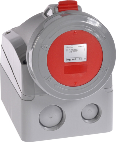 Prizë fikse industriale Legrand P17 Tempra Pro 555459, 5P 32A 400V IP67, e kuqe