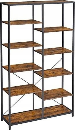 Raft dykatësh OSKAR Rustic Loft, 9 rafte, 100x30x170 cm, lis rustic me kornizë të zezë