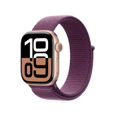 Apple Watch Series 10 GPS, 42mm, Rose Gold Aluminum Case with Plum Sport Loop