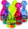 Set bowling Leantoys, 6 gjylpëra, plastikë transparente, shumëngjyrëshe