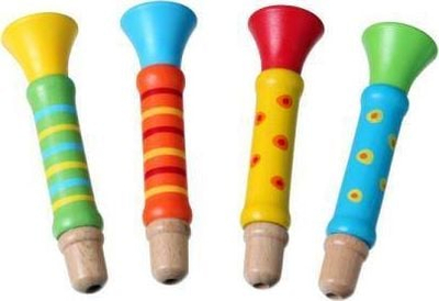 Lodër muzikore Askato trumbetë druri për kalamaj, me ngjyra nga më të ndryshmet