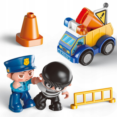 Lojë me blloqe Building Blocks City Action Police Station, 175 copë, stacion policie me burg, shumëngjyrëshe