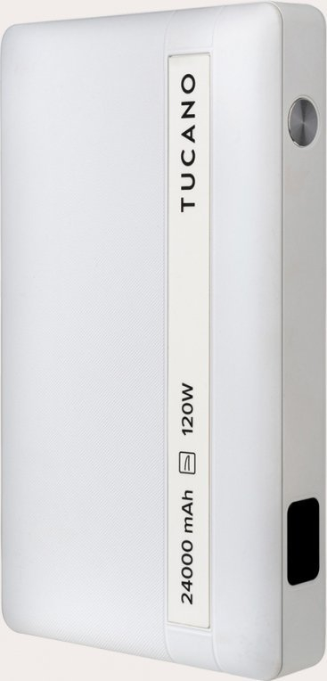 Powerbank Tucano 24000mAh, 120W, 2x USB C 1x USB A, e bardhë