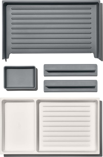 Organizator OXO për sirtar me ndarëse të lëvizshme për takëme, 41.5 x 25 cm, i bardhë me gri