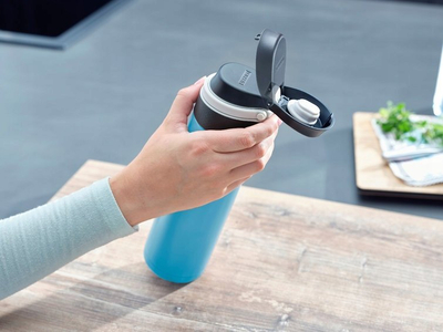 Termos Leifheit Flip, 600 ml, çelik inox, blu e hapur