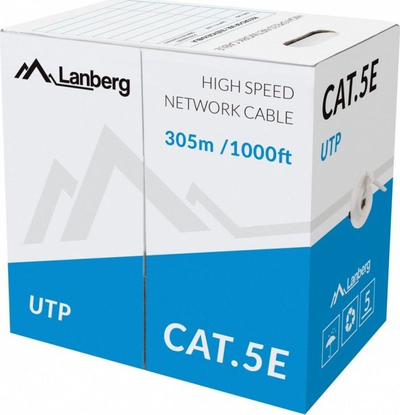 Kabllo rrjeti Lanberg UTP CAT5, 305m, CCA, i zi