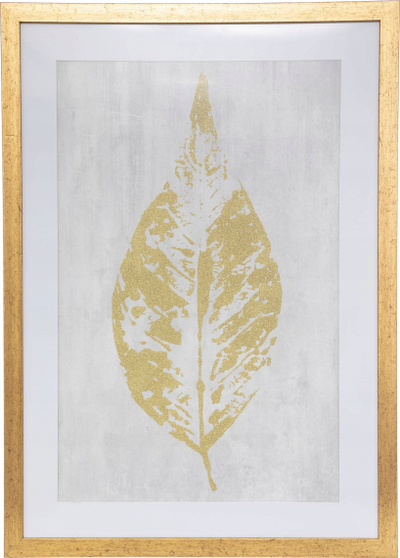Poster dekor Atmosphera Golden Leaf, me korniz druri, 50x70 cm, i artë