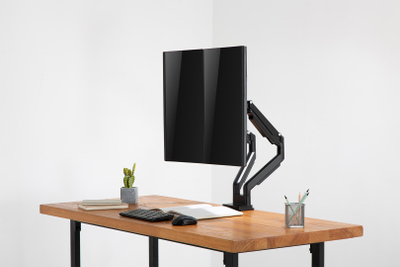 Mbajtës monitori i dyfishtë Digitus Universal, për 15"-32", krah me gaz, montim me kapëse, i zi