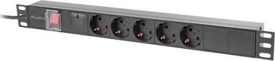 Panel energjie Lanberg PDU 19" 1U, 5x SCHUKO, 16A, kabllo 2m, i zi