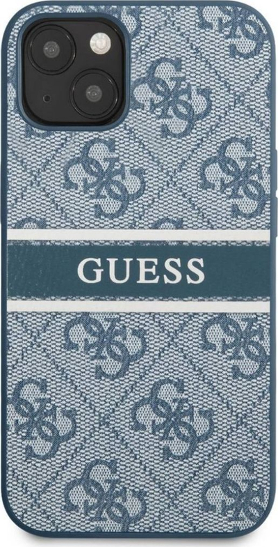 Заштитна маска за телефон Guess 4G Printed Stripe за iPhone 13 Mini, флексибилна, со дизајн на лого, сина