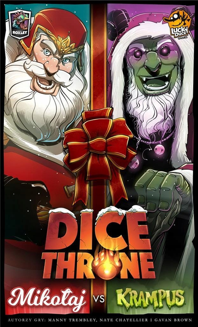 Lojë tavoline Roxley Dice Throne Santa Claus kundër Krampus, për 2 vetë, me letra edhe zara