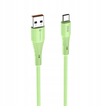 Kabllo USB Forcell F-ENERGY C342, USB A me USB C, 1m, 66W, jeshile