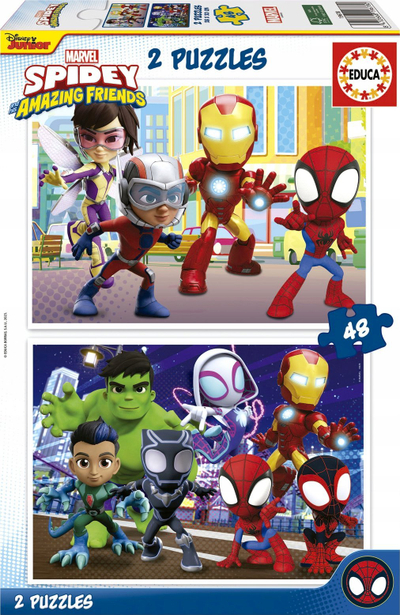 Puzzle Educa Spidey and His Amazing Friends, 2x48 copa, me ngjyra