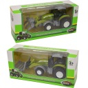 Lodër traktor Farm Truck, metal die cast, me kovë përpara, jeshil gri