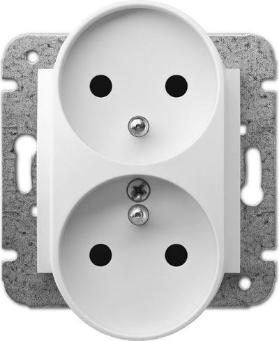 Prizë dopio Elektro-Plast Carla 2x2P+E, me tokëzim, e bardhë
