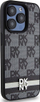 Маса за телефон DKNY, за iPhone 15 Pro, ПУ кожа со дизајн квадрати, црна