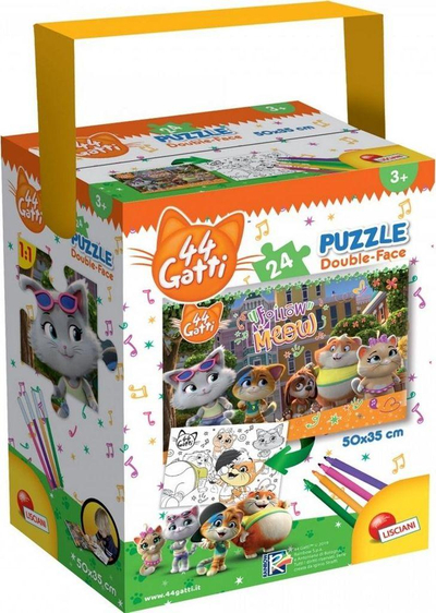 Puzzle me dorezë Lisciani 44 Cats 2, 24 pjesë, shumëngjyrësh