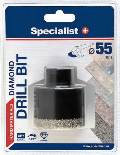 Kurorë shpimi diamant Specialist D55 M14, 55mm, për qeramikë dhe beton, e zezë