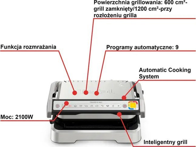 Grill elektrik Tefal OptiGrill GC774D30, 2000W, 4 në 1, ngjyrë argjendi