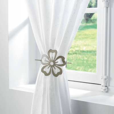 Mbajtëse perde Brooch Petaly, metal i lyer, 15 cm, taupe