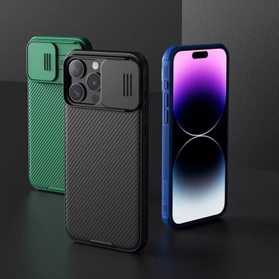 Këllëf telefoni NILLKIN CamShield Pro Magnetic për iPhone 15 Pro Max, MagSafe, mbrojtje kamere, i zi