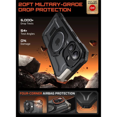 Заштитна маска за телефон SUPCASE UB Grip за iPhone 17, MagSafe, отпорна на удари, црна