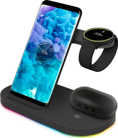 Stacion karikimi wireless Yenkee YAC 5300, 3 në 1, 15W, i zi