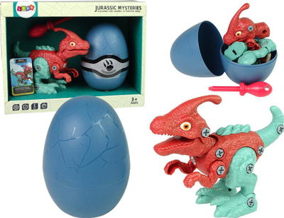 Lodër dinosauri Leantoys Parasaurolophus, set montimi DIY, me vezë plastike, shumëngjyrëshe