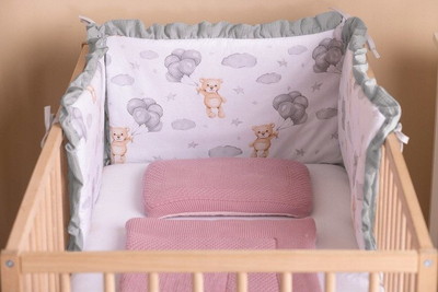 Mbrojtëse krevati për bebe Baby Matex Muslin Teddy, 3 panele, gri