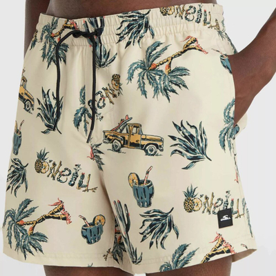 Shorce noti O'Neill Mix &amp; Match Cali Print 15", për burra, që thahen shpejt, bezhë me print tropikal