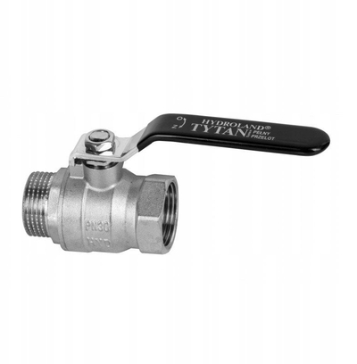 Rubinet sferik Hydroland Tytan, 1/2", kalim i plotë, ngjyrë argjendi