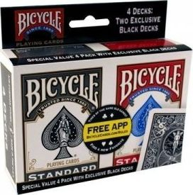 Letra loje Bicycle Standard, set 4 pako, shumëngjyrëshe