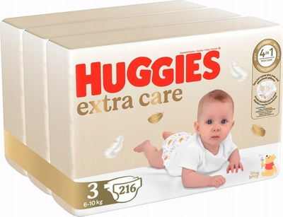 Pelena Huggies Extra Care 3, 5-9kg, 72 copë, bezhë