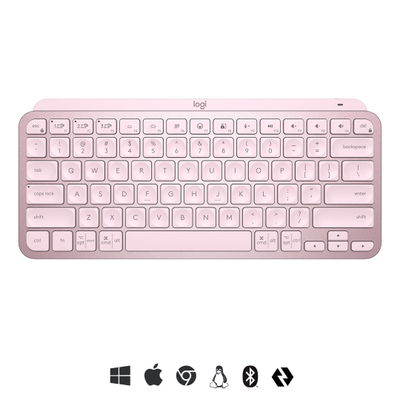 Tastierë Logitech MX Keys Mini, RF Wireless + Bluetooth, rozë