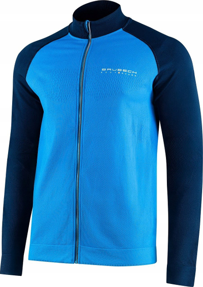Bluza sportive Athletic LS14080, termoaktive, me zinxhir, blu jeans, M