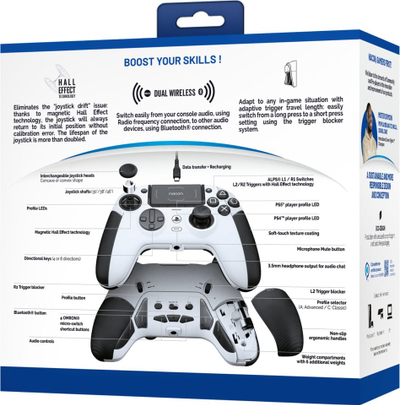Контролер за игри Nacon Revolution 5 Pro, Bluetooth, со и без кабел, бел