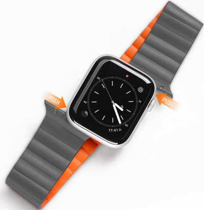 Rrip ore Apple Dux Ducis Magnetic Strap për Apple Watch Ultra 49mm, mbyllje me magnet, gri me portokalli