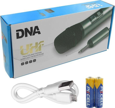 Set mikrofonësh pa tel DNA FU Vocal Set, UHF 518–542 MHz, mikrofon dore dinamik kardioid, i zi