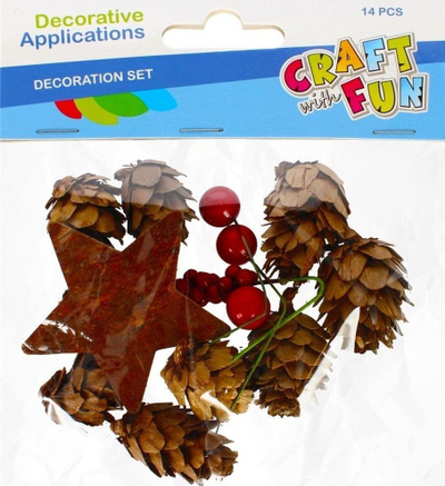 Set dekorativ me kallëpe pishe Craft with Fun DEC Nature Pinecone ACC, 14 copë, ngjyrë natyrale