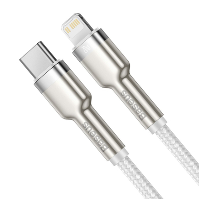 Kabllo karikimi Baseus CATLJK-A02, USB-C në Lightning, 1 m, e bardhë
