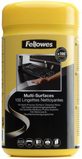 Lecka pastrimi Fellowes Multi-Surfaces 9971518, 100 copë, antistatike, të verdha