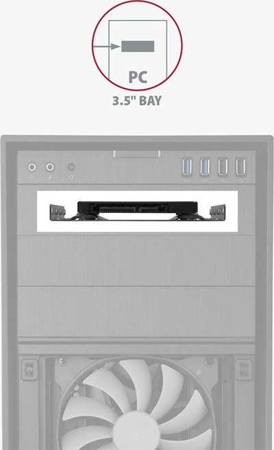 Adapter montimi Axagon RHD-125S, për disk 2.5" në slot 3.5", metalik, i zi