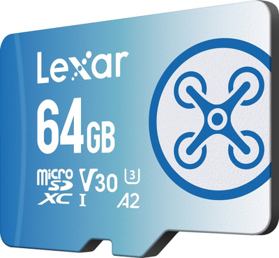 Kartë memorje Lexar FLY 1066x MicroSDXC, 64GB, UHS I U3 V30 A2, blu