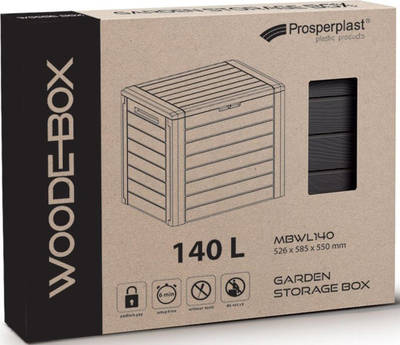 Arkë kopshti Woodebox, 140L, plastike, ngjyrë umbra