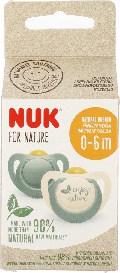 biberon NUK For Nature, latex anatomik, 0-6 mujsh, 2 copë, jeshil
