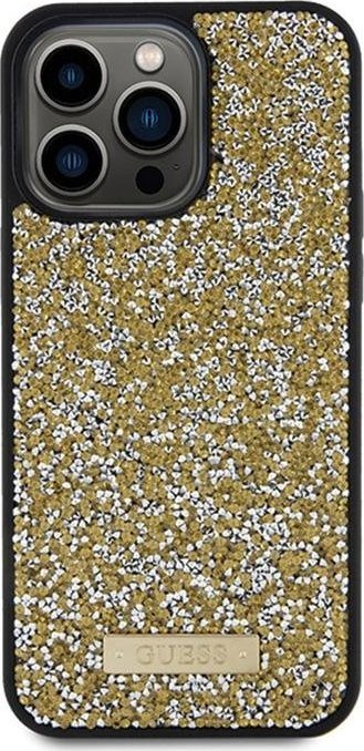 Mbulesë telefoni Guess GUHCP15LPFGSBSD, për iPhone 15 Pro 6.1", hardcase, me gurë kristali, e verdhë
