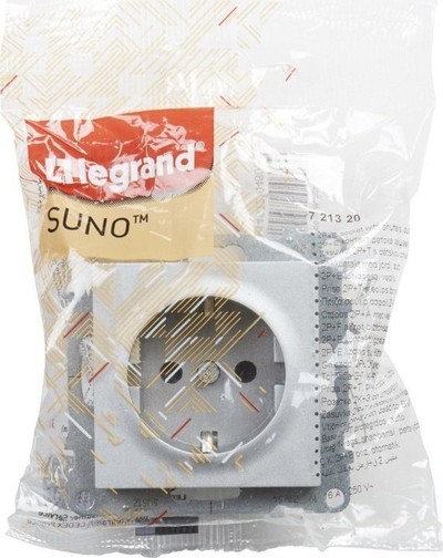 Prizë muri Legrand Suno Schuko 721320, 16A, me shutter, alumini