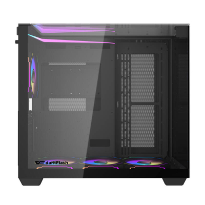 Kuti kompjuteri DarkFlash TH285 ATX Cube, gaming, ARGB, xham i temperuar, e zezë