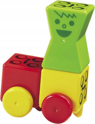 Set lodrash zhvillimore People Toy Company Go Go Vehicles Blocks Travel, 6 blloqe magnetike, për fëmijë 1+