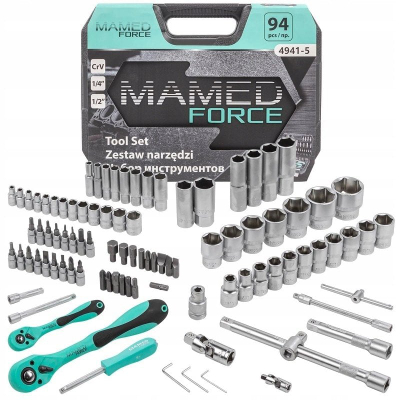 Set çelësash MamedForce Socket Tool Set Bits, 94 copë, me kuti plastike, gri